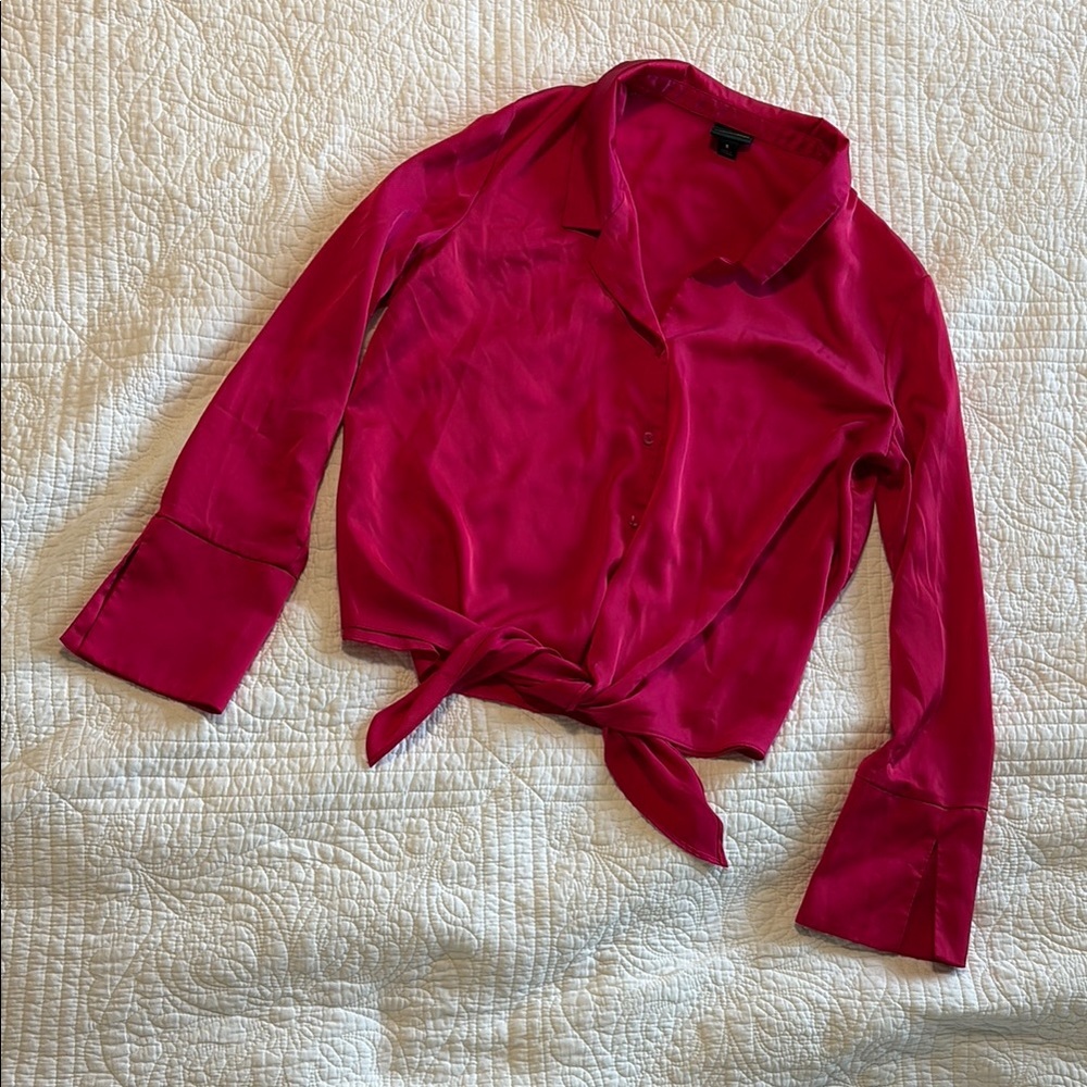 Elegant Pink Women's Tie-Front Blouse